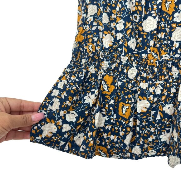 Universal Thread Womens Boho Floral 3/4 Sleeve Smocked Waist Peplum Top M - Picture 9 of 11